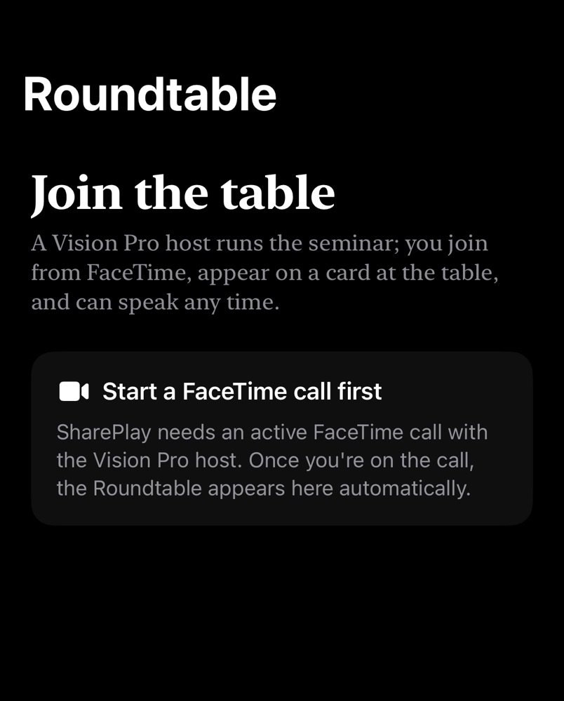 The iPhone companion app: join the table over FaceTime
